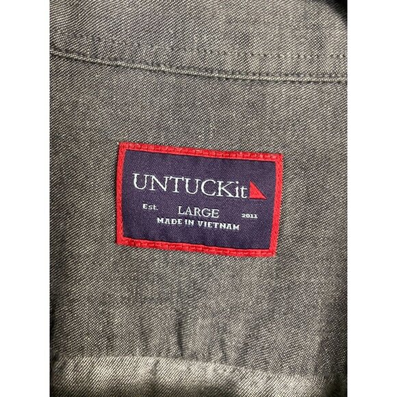 UNTUCKit Mens Shirt size Large Button Up Classic Orange Gray Neutral Business - Picture 3 of 9